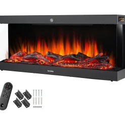 Tectake Elektro-Wandkamin Schwarz