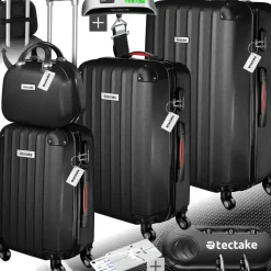 Tectake Koffer-Set 4-tlg. schwarz