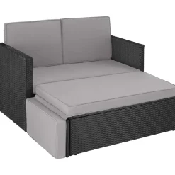 Tectake Korfu Rattan Lounge 2-Sitzer schwarz