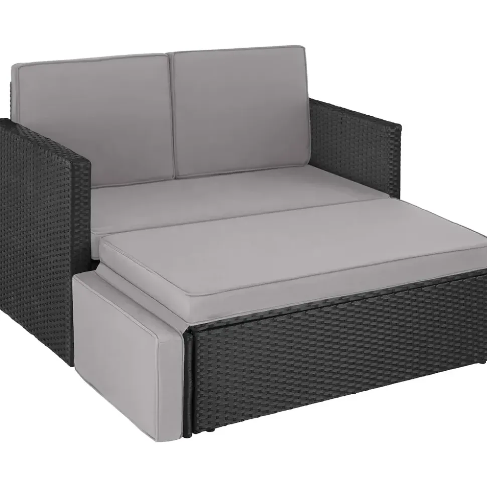 Tectake Korfu Rattan Lounge 2-Sitzer schwarz