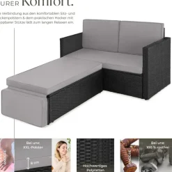 Tectake Korfu Rattan Lounge 2-Sitzer schwarz