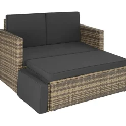 Tectake Korfu Rattan Lounge 2-Sitzer beige