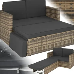 Tectake Korfu Rattan Lounge 2-Sitzer beige