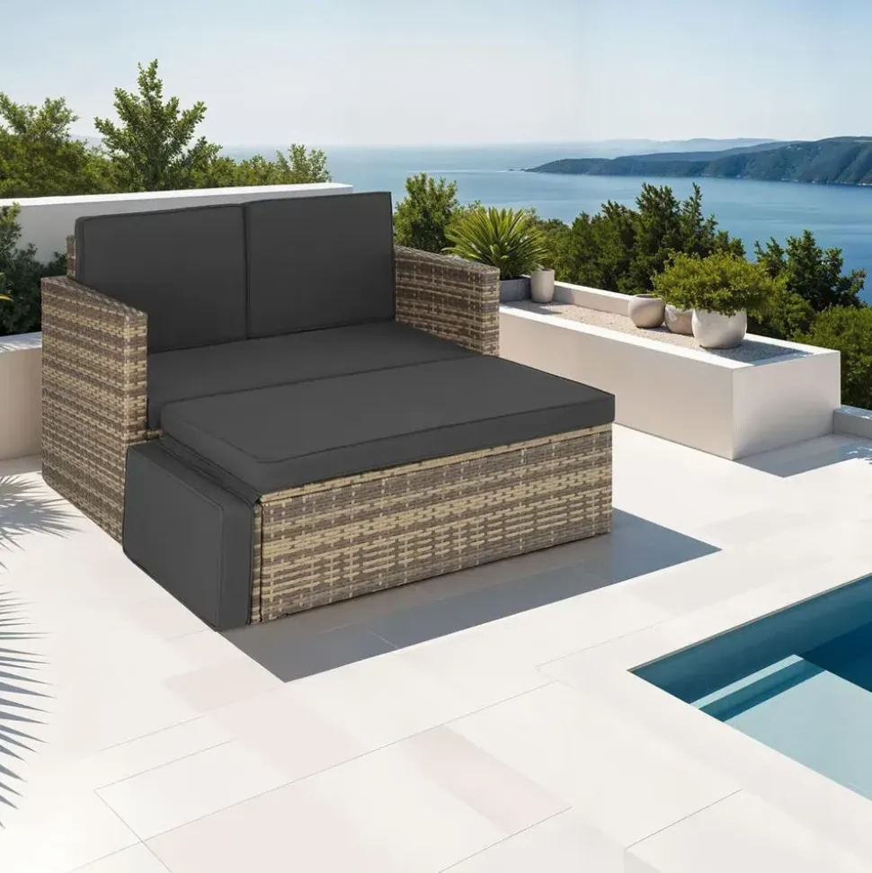 Tectake Korfu Rattan Lounge 2-Sitzer beige