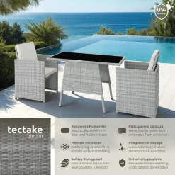 Tectake Lausanne Set 3-tlg. hellgrau