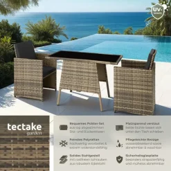 Tectake Lausanne Set 3-tlg. natur