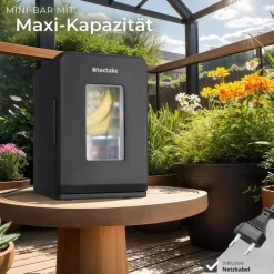Tectake Mini-Kühlschrank 2 in 1 27 l 31 cm hoch Schwarz