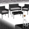 Tectake Rattan Gartenset 4-tlg. Schwarz