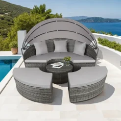 Tectake Sonneninsel Rattan grau