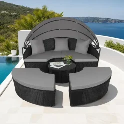 Tectake Sonneninsel Rattan schwarz