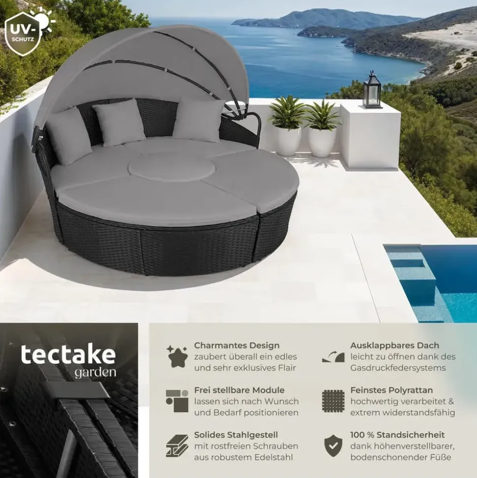 Tectake Sonneninsel Rattan schwarz