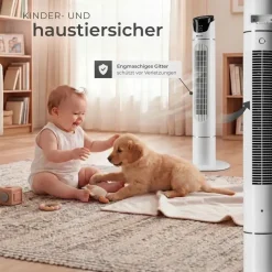 Tectake Turmventilator 110 cm Weiß