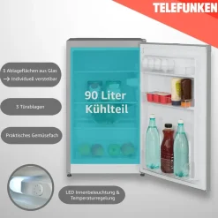 Telefunken CF-31-121-S Kühlschrank (90 l, 821 mm hoch, Silber)