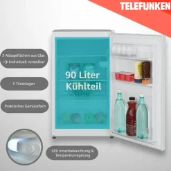 Telefunken CF-31-121-W Kühlschrank (90 l, 821 mm hoch, Weiß)