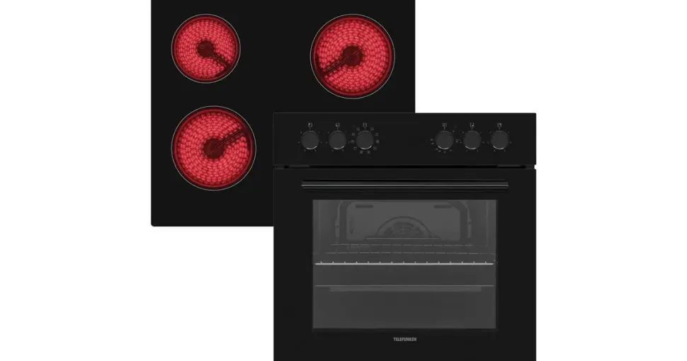 Telefunken ECH65A-B2 Einbauherd-Set | Backofen mit Grill & Umluft | Glaskeramik-Kochfeld