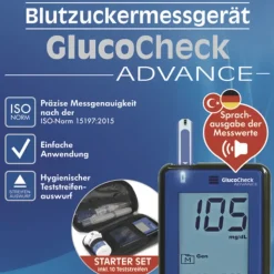 Testamed GlucoCheck Advance Blutzuckermessgerät mg/dl inkl. Teststreifen