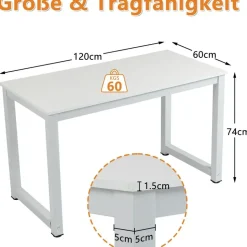 Thanaddo Schreibtisch 120 x 60 cm Weiß