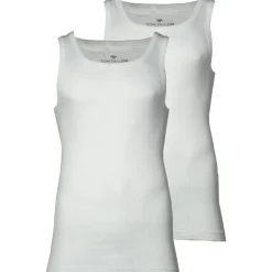 Tom Tailor Herren Tanktops mit Rippstruktur im 2er-Pack, weiß, Uni, Gr. XL/7
