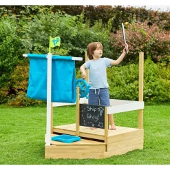 TP Toys Holzsandkasten Schiff Ahoy mit Dach blau