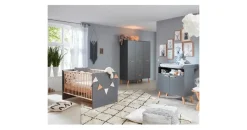trendteam Babyzimmer-Set Mats 3tlg. Dekor Grau