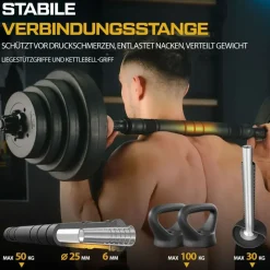 trex sport Hantelset 4in1 Kurzhanteln Langhantel Kettlebell 20 kg schwarz