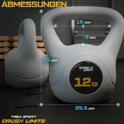 trex sport Kettlebell 12 kg Kugelhantel grau