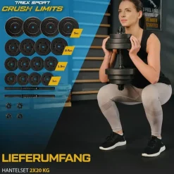 trex sport Kurzhanteln Set 2er Set 40 kg schwarz