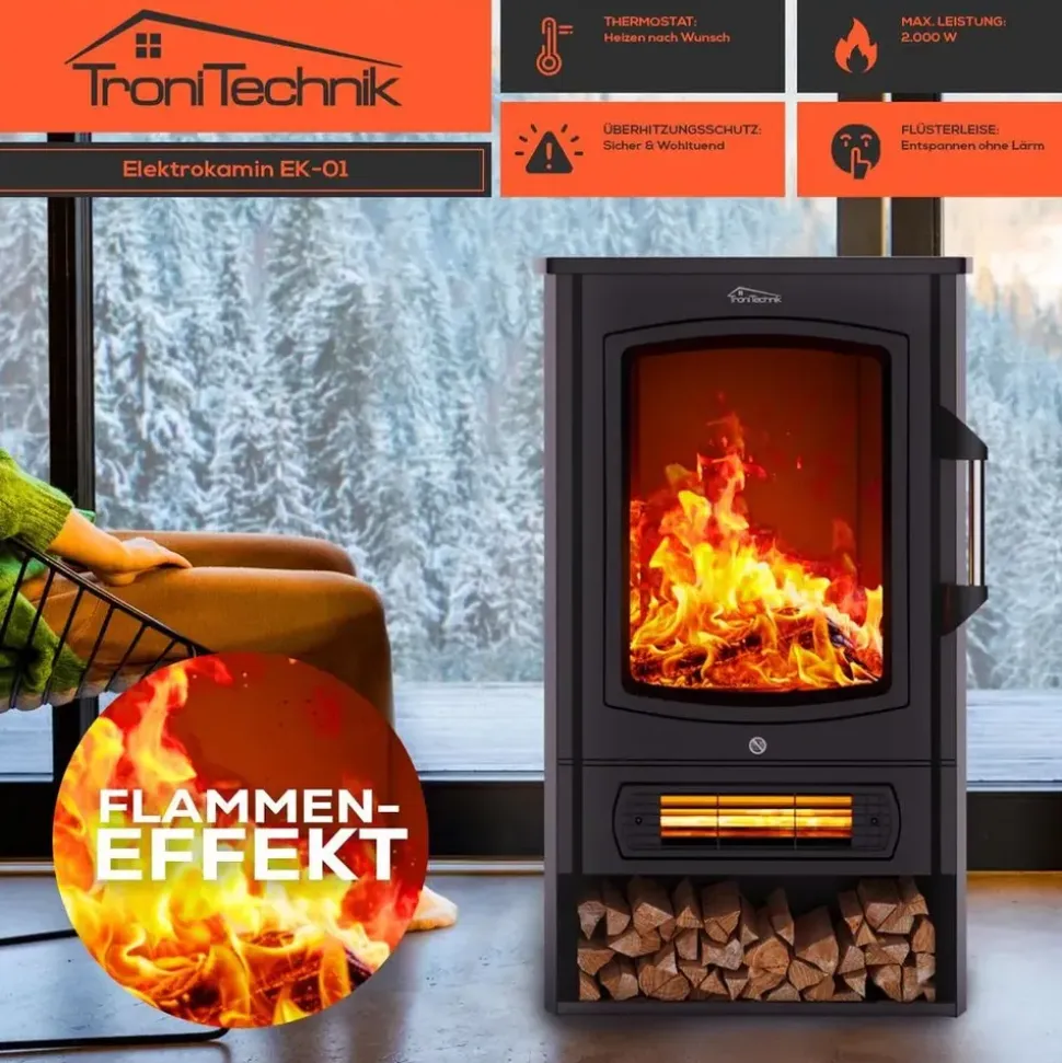 Tronitechnik Elektrokamin schwarz