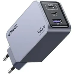 UGREEN 100W GaN Tech Nexode Pro Fast Wall Charger, 1x USB-A & 2x USB-C Space Grey (15203)