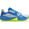 Under Armour Herren Basketballschuhe Lockdown 7 Low, leichter Basketball Schuh, robuste Sportschuhe für Outdoor- und Hallensport, atmungsaktive Turnschuhe,Blue Calm / Blue Atlantis / High Vis Yellow,43