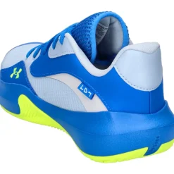 Under Armour Herren Basketballschuhe Lockdown 7 Low, leichter Basketball Schuh, robuste Sportschuhe für Outdoor- und Hallensport, atmungsaktive Turnschuhe,Blue Calm / Blue Atlantis / High Vis Yellow,43