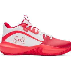 Under Armour Unisex Lockdown 7, Basketballschuhe mit Leder, atmungsaktive Sportschuhe mit rutschfester Sohle, leichte Basketball Turnschuhe für Damen und Herren,White / Red / Racer Red,41 - 41 EU