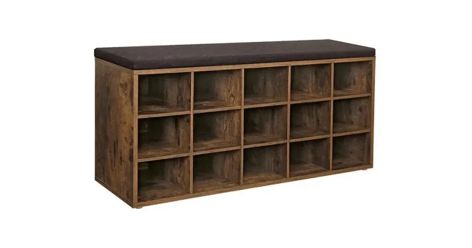VASAGLE Schuhbank 105 x 30 x 48 cm braun, schwarz gepolstert / vintage