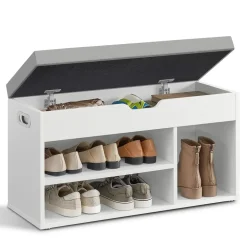 VASAGLE Schuhbank 30 x 80 x 44 cm wolkenweiß-Taubengrau