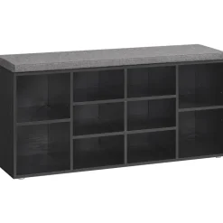 VASAGLE Schuhregal 30 x 104 x 48 cm gepolstert ebenholzschwarz / ebenholzschwarz