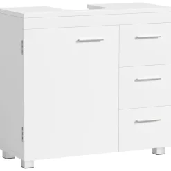 VASAGLE Waschbeckenunterschrank 3 große Schubladen 30 x 70 x 64 cm Weiß
