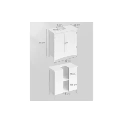 VASAGLE Waschbeckenunterschrank 2 Türen 60,0 x 60,0 x 30,0 cm Weiß