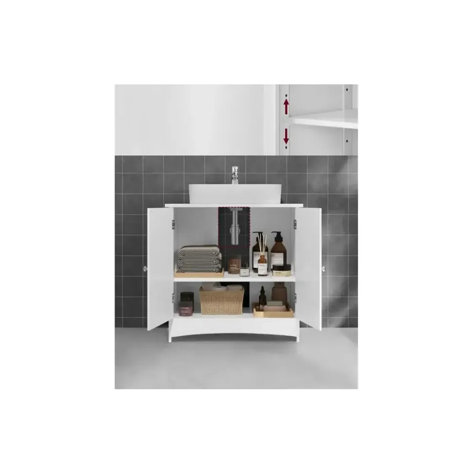 VASAGLE Waschbeckenunterschrank 2 Türen 60,0 x 60,0 x 30,0 cm Weiß