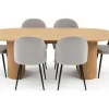 VCM ebuy24 Essgruppe Natur, 6 Stühle Velours grau.