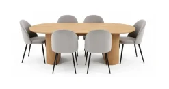 VCM ebuy24 Essgruppe Natur, 6 Stühle Velours grau.