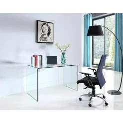 vente-unique Eckschreibtisch Transparent Glas
