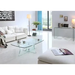vente-unique Eckschreibtisch Transparent Glas