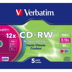 Verbatim CD-RW 700MB 12x Hi-Speed Colour 5er Slimcase