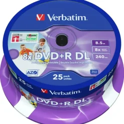Verbatim DVD+R DL 8,5GB 8x bedruckbar 25er Spindel