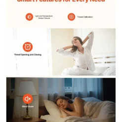 Vevor automatischer Vorhangöffner (Steuerung über App & Fernbedienung) elektrischer Gardinenöffner, kompatibel mit Alexa & Google Home, mit Lautlosmodus & Timer, für U-förmige/I-förmige Schienen