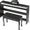 Vevor Digitalpiano, 88 Tasten, Elektrisches Klaviere, Doppeltastatur & Lautsprecher, einfache Gehäusehalterung mit Doppelbank, Kopfhörer, 200 Töne & Rhythmen, unterstützt Bluetooth/USB/MIDI