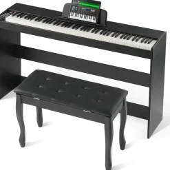 Vevor Digitalpiano, 88 Tasten, Elektrisches Klaviere, Doppeltastatur & Lautsprecher, einfache Gehäusehalterung mit Doppelbank, Kopfhörer, 200 Töne & Rhythmen, unterstützt Bluetooth/USB/MIDI