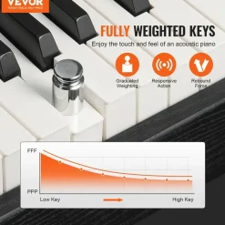Vevor Digitalpiano, 88 Tasten, Elektrisches Klaviere, Doppeltastatur & Lautsprecher, einfache Gehäusehalterung mit Doppelbank, Kopfhörer, 200 Töne & Rhythmen, unterstützt Bluetooth/USB/MIDI