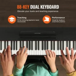 Vevor Digitalpiano, 88 Tasten, Elektrisches Klaviere, Doppeltastatur & Lautsprecher, einfache Gehäusehalterung mit Doppelbank, Kopfhörer, 200 Töne & Rhythmen, unterstützt Bluetooth/USB/MIDI