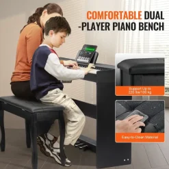 Vevor Digitalpiano, 88 Tasten, Elektrisches Klaviere, Doppeltastatur & Lautsprecher, einfache Gehäusehalterung mit Doppelbank, Kopfhörer, 200 Töne & Rhythmen, unterstützt Bluetooth/USB/MIDI
